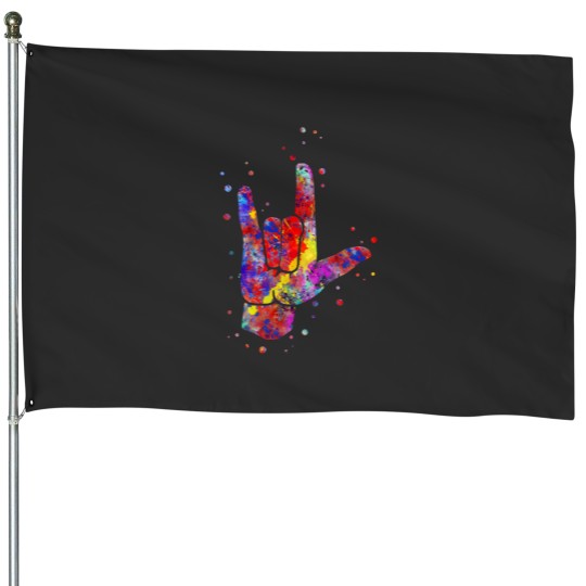 Discover I Love You ASL Sign Language House Flags