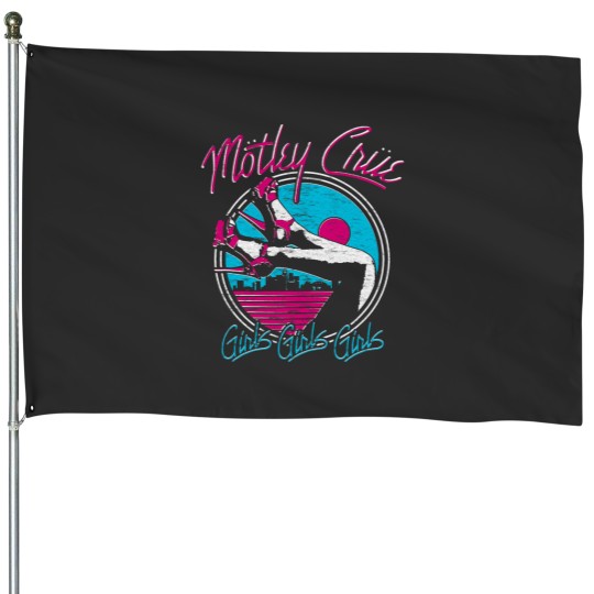 Discover Motley Crue Girls Girls Girls Heels House Flag - Rock Band Decor