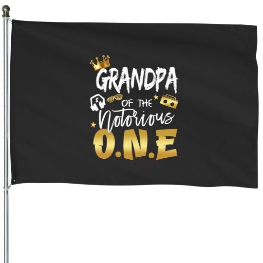 Discover Grandpa Of The Notorious One Old School Hip Hop 1st Birthday House Flags