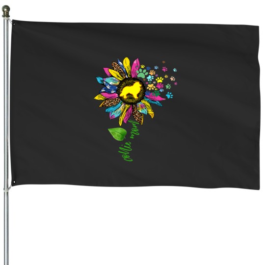 Discover Womens Sunflower Collie Mom Dog Lover Gift House Flags
