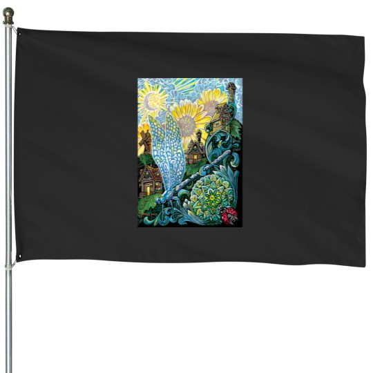 Discover Dragonfly Village House Flags
