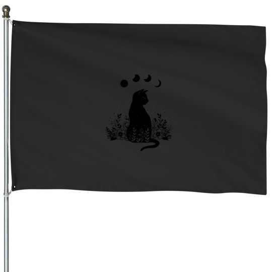 Discover Night Garden Cat Classic House Flags