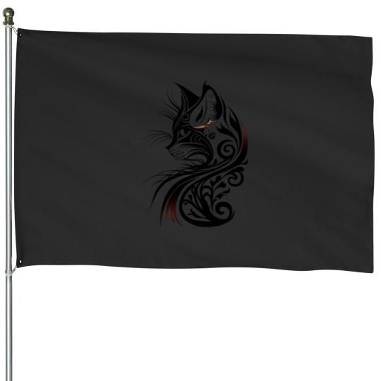 Discover Cute Tribal Cat House Flags