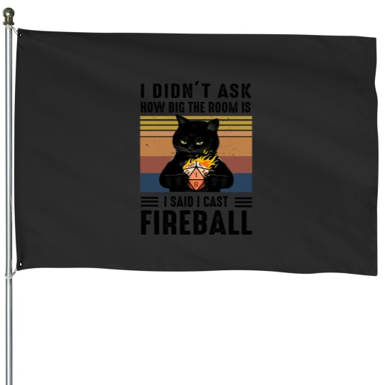 Discover I Said I Cast Fireballs Funny Black Cat D20 RPG Gamer Classic House Flags