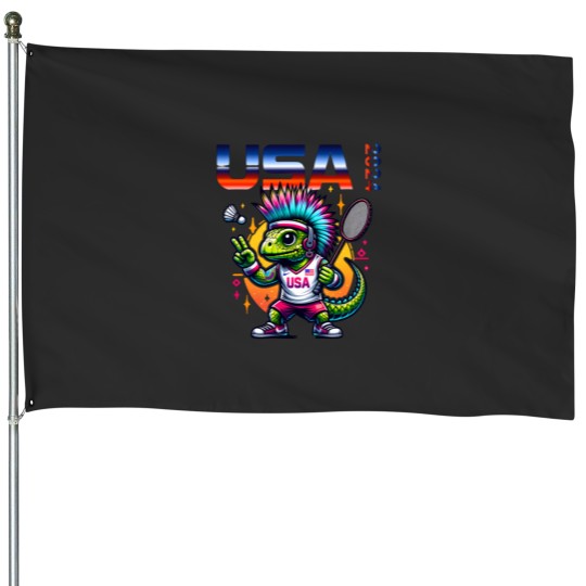 Discover Atomicc Iguana Supporting The Home Team House Flags