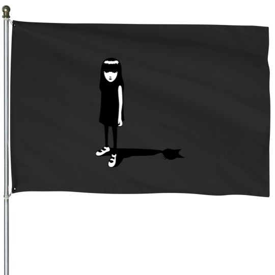 Discover emily the strange, black cat shadow Essential House Flags
