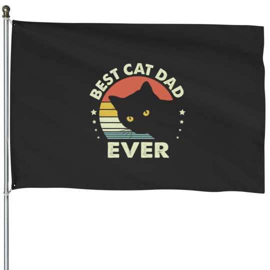 Discover Vintages Best Black Cat Dad Ever  Essential House Flags