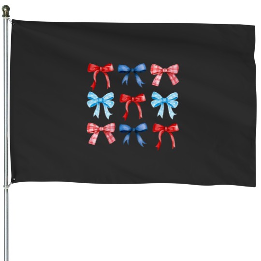 Discover Red And Blue Coquette Bow 4th of July Women Girls ic House Flags