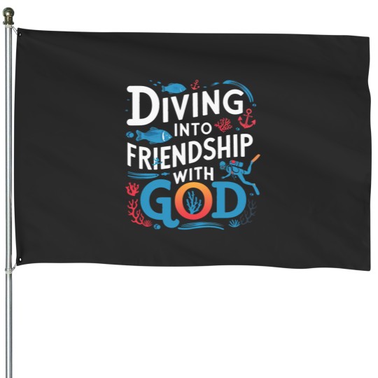 Discover divings Into Friendship God Underwater SCUBAs VBS 2024 Beach House Flags