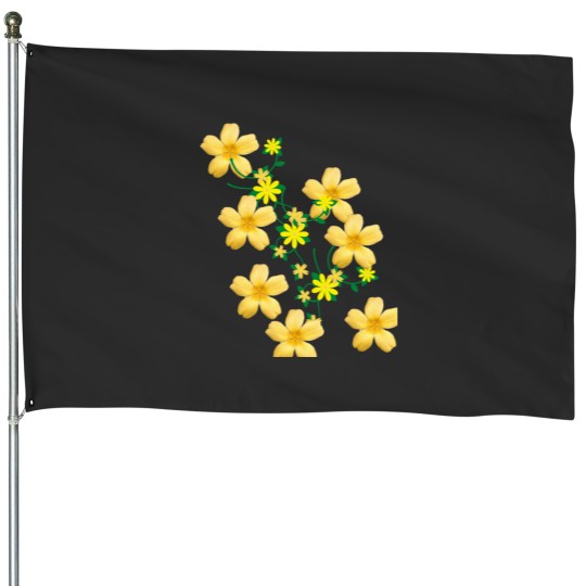 Discover Yellow Floral Design! Classic House Flags