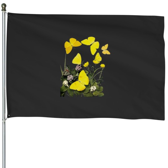 Discover Yellow Butterflies & Flowers Classic House Flags
