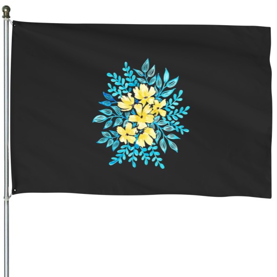 Discover Yellow Blue Wildflower Bunch Classic House Flags