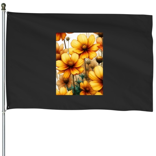 Discover Vibrant Yellow Cosmos Flowers Add a Splash of Sunshine to Your Space Classic House Flags