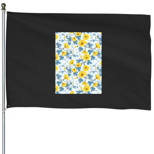 Discover Yellow Cosmos Flowers Floral Art Print Graphic House Flags