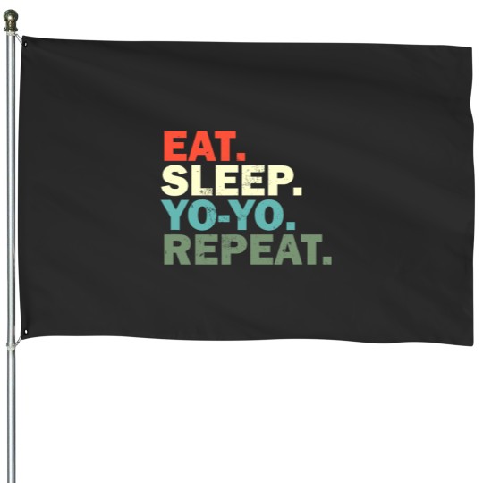Discover Funny YOYO Lover Eat Sleep YOYO Repeat House Flags