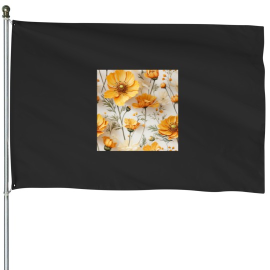 Discover Yellow Cosmos Flowers Classic House Flags