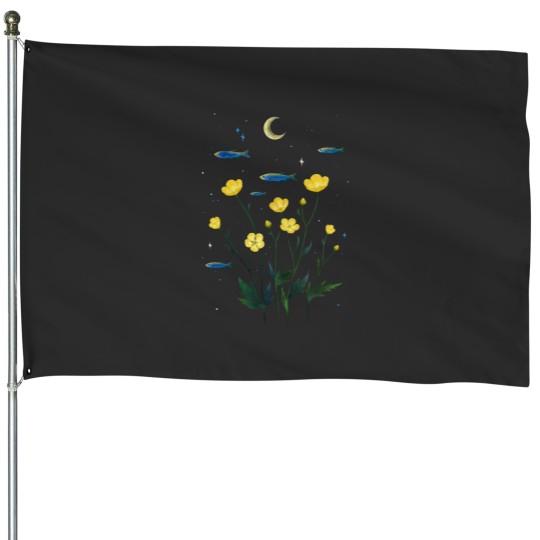 Discover Flowers and Fish Classic House Flags