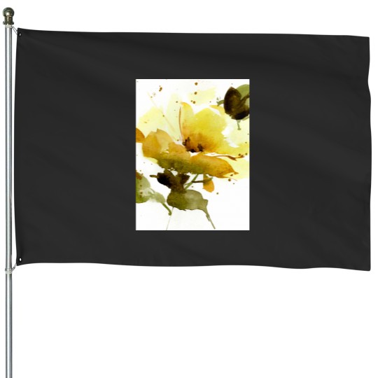 Discover Yellow rose Graphic House Flags