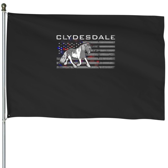 Discover Clydesdale Horse US American Flag House Flags