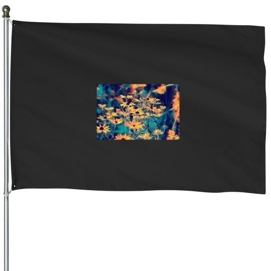 Discover Yellow Flowers Premium Scoop House Flags