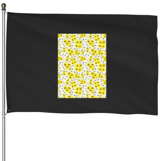 Discover Daisy Daisies Yellow Floral Colorful Pattern Graphic House Flags