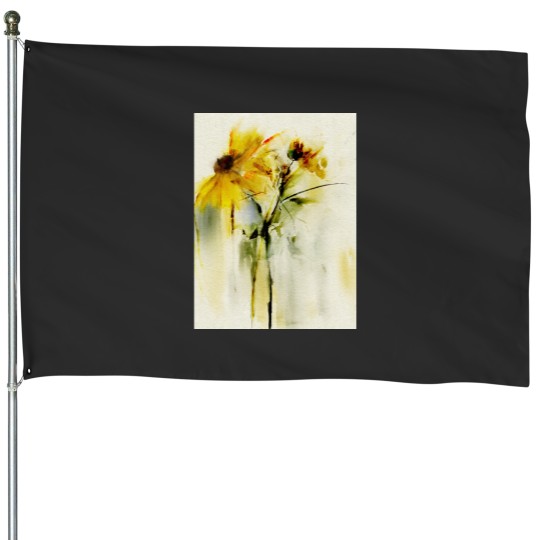 Discover Yellow floral. Graphic House Flags