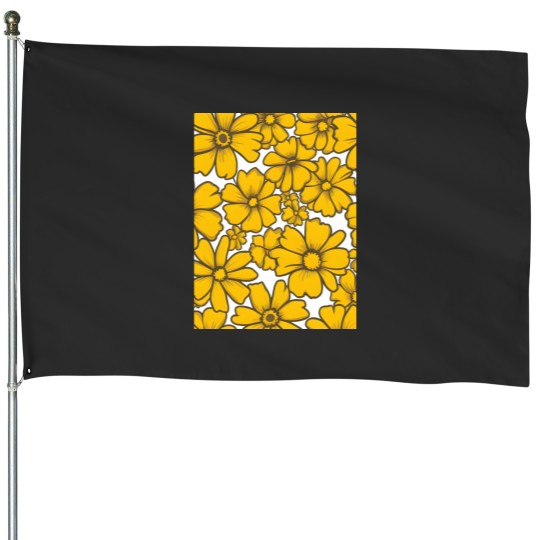 Discover Sunny Day Floral Pattern Graphic House Flags