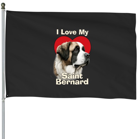Discover I Love My Saint Bernard House Flag