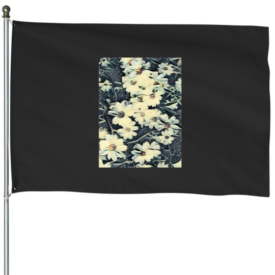 Discover Nostalgic White Flowers Classic House Flags