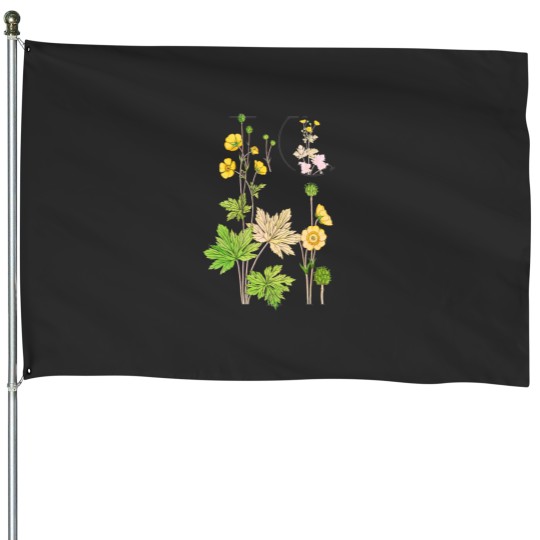 Discover Vintages Yellow Flowers and Leaves Classic House Flags