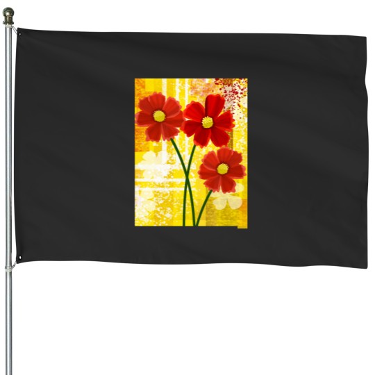 Discover Red Flowers Classic House Flags