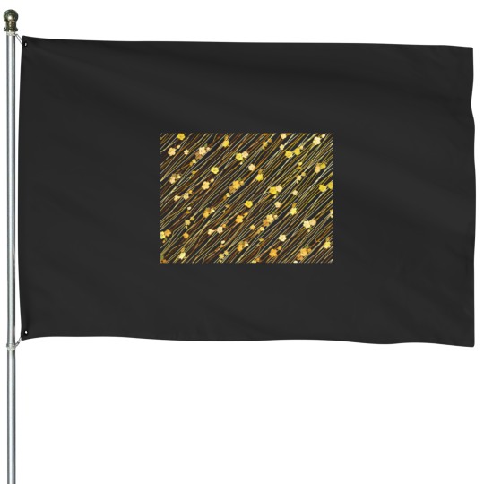 Discover Golden Creepy Flowers Classic House Flags