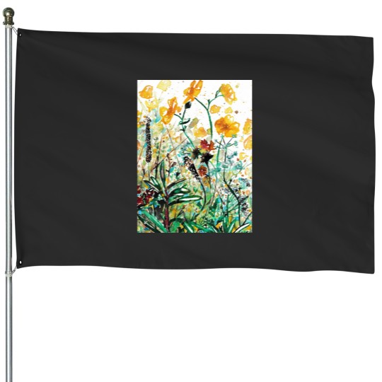 Discover Buttercups by the roadside Graphic House Flags