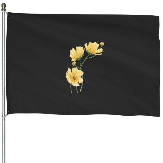 Discover Yellow Cosmo Flower Classic House Flags