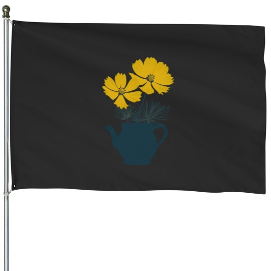 Discover Vintages Yellow Cosmos Flowers Classic House Flags