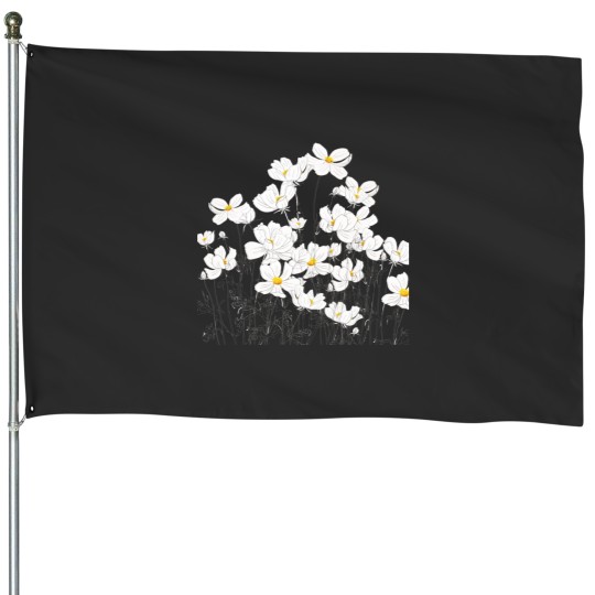 Discover hand painted cosmos filed in watercolor and ink  Classic House Flags