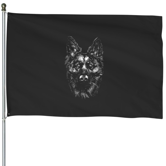Discover German Shepherd Monochrome House Flags House Flags