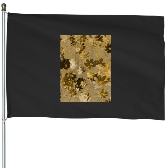 Discover Cosmos Flowers Garden Sepia Color Premium Scoop House Flags