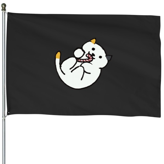 Discover Neko Atsume Dottie with Candy Cane Classic House Flags