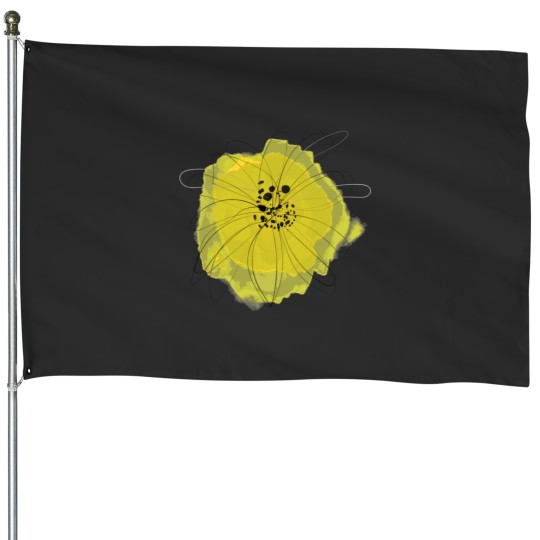 Discover Sunny Yellow Flower Abstract Art Pattern Classic House Flags