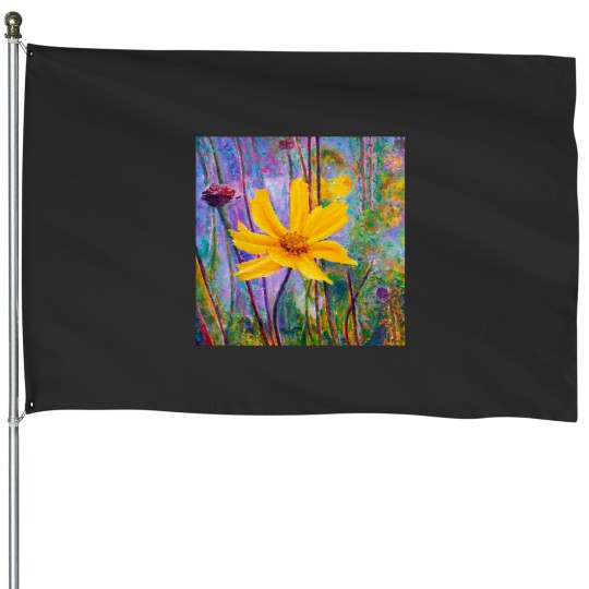 Discover Yellow Flower oil on canvas - Sunday by kri8mor (Galina Nikita) Premium House Flags