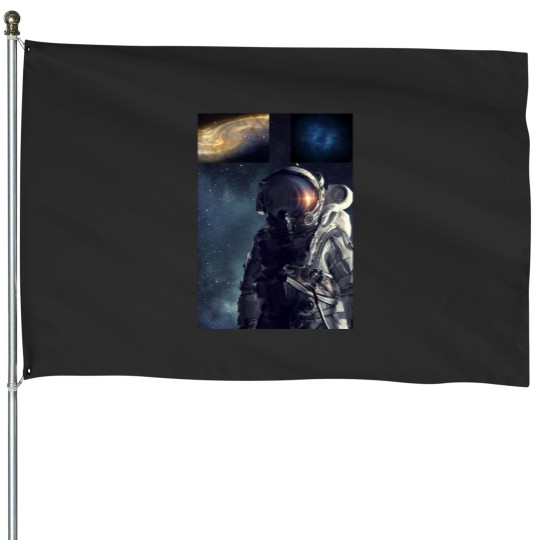 Discover Astronaut Cosmic Sound And Astronaut SPACE PLANET Galaxy universe MUSIC COOL TRENDY DESIGNS House Flags