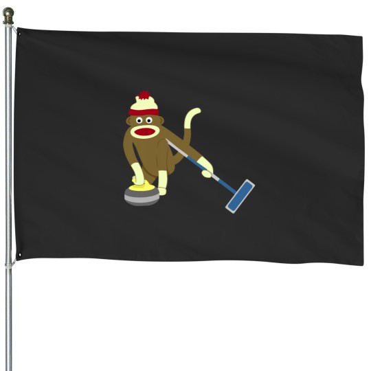 Discover Sock Monkey Curling Classic House Flags