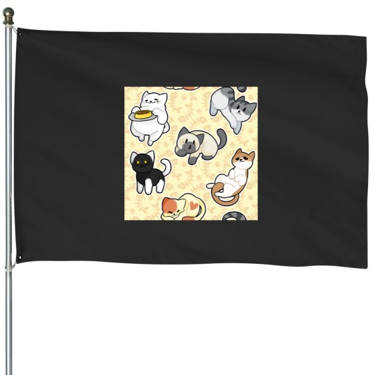Discover Neko Atsume Pattern 1 Classic House Flags