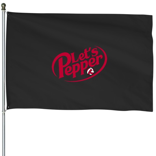 Discover Volleyball Let's Pepper Fitted Scoop House Flags