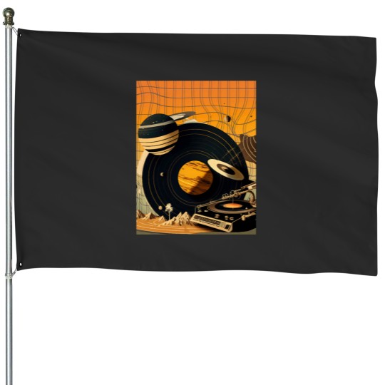 Discover Cosmic Sound - Vibrant and Unique Artwork for Cosmic Music Lovers Classic House Flags