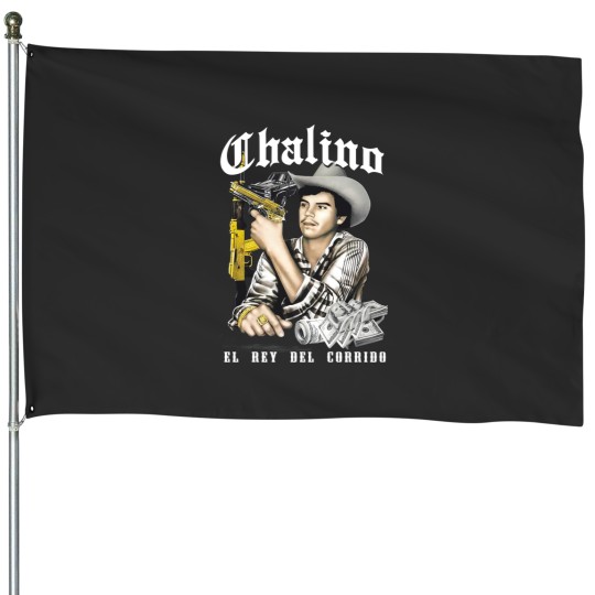Discover Chalino Sanchez El Rey Del Corrido House Flags classic in black Cotton