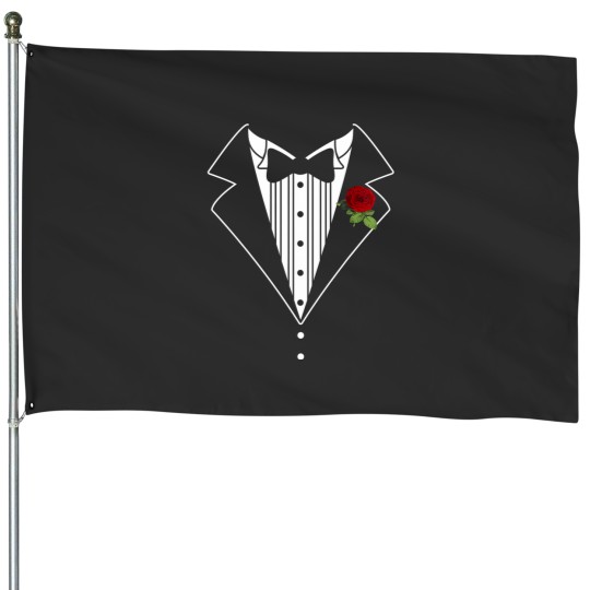 Discover Funny Tuxedo shirt Wedding Shirt fakes Tux Bachelor Prom House Flags