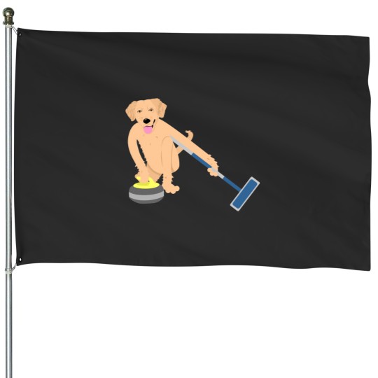 Discover Golden Retriever Curling Classic House Flags