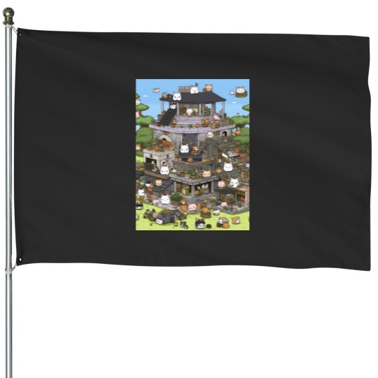 Discover Neko atsume Graphic House Flags